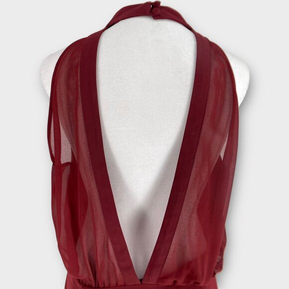 Keepsake The Label Curious Sheer Cocktail Dress Halter Red Sleeveless Wrap XL - Picture 9 of 15